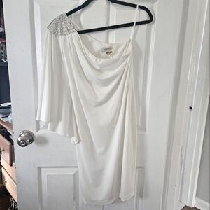 One shoulder white dress